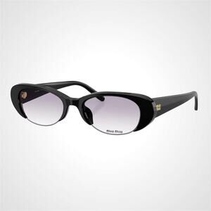 MIU MIU Sunglasses Black Oval Clear Gradient Gray Lens Authentic